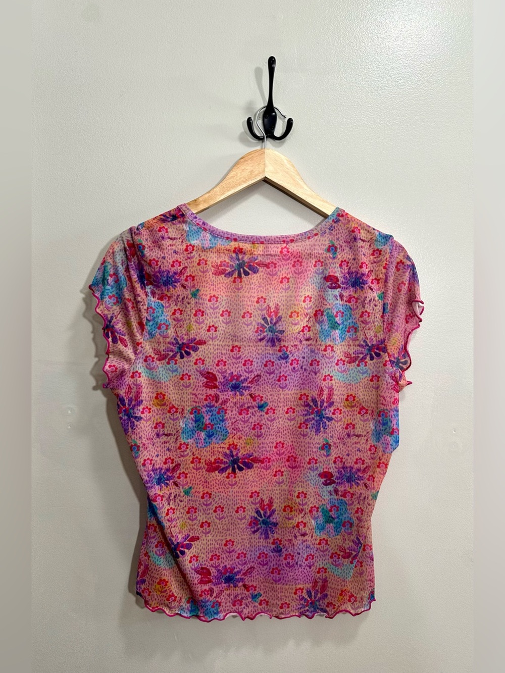 Natural Life Devon Mesh Floral Short Sleeve Top Size XL - Picture 5 of 7
